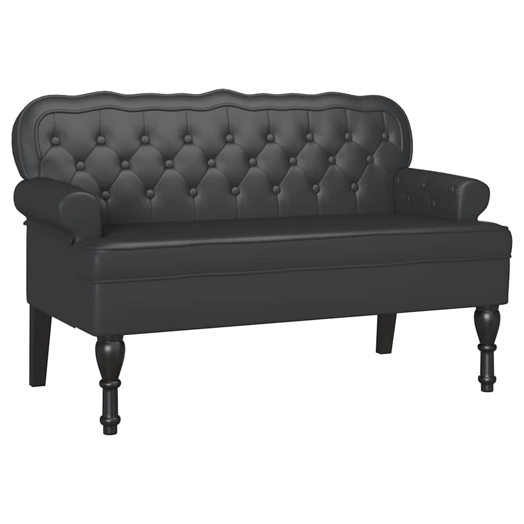 vidaXL Καναπές Chesterfield Μαύρο 119,5 x 64,5 x 75 εκ. Τεχνητό Δέρμα