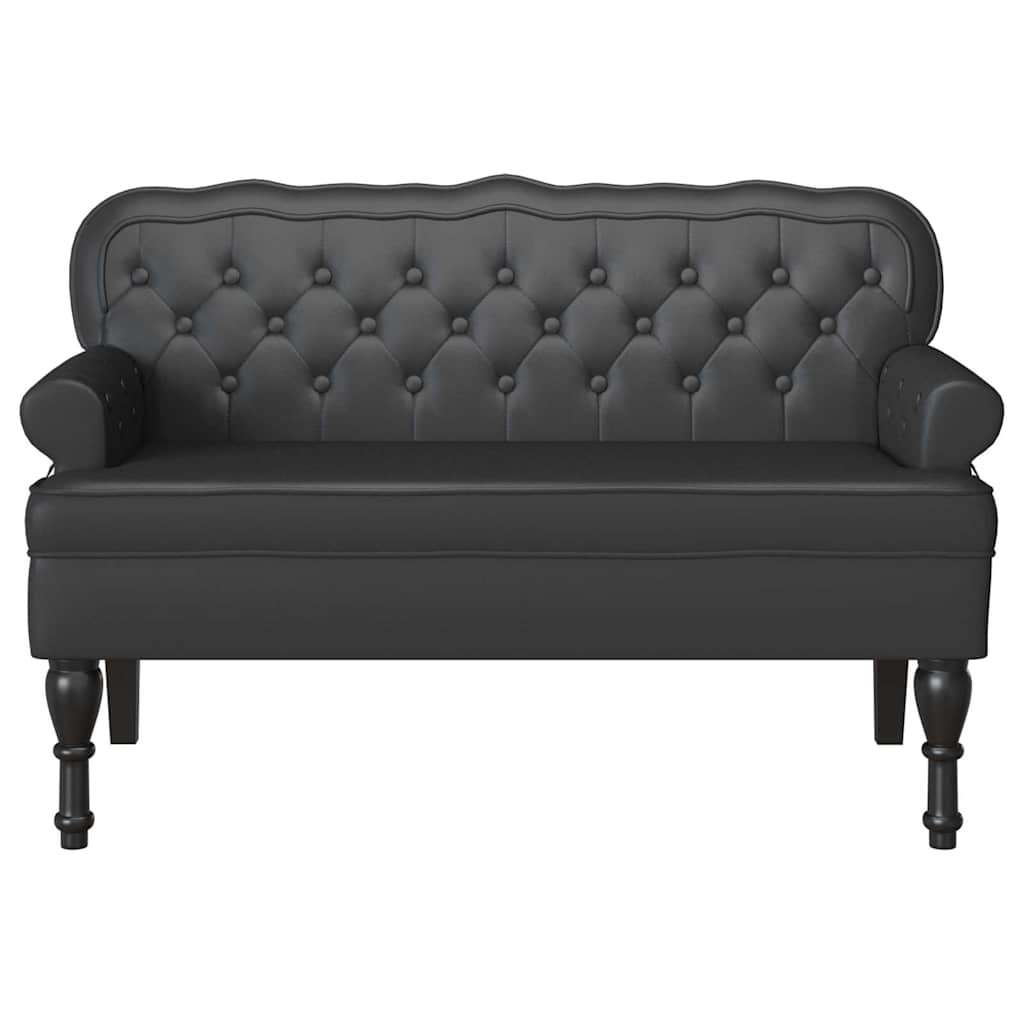 vidaXL Καναπές Chesterfield Μαύρο 119,5 x 64,5 x 75 εκ. Τεχνητό Δέρμα