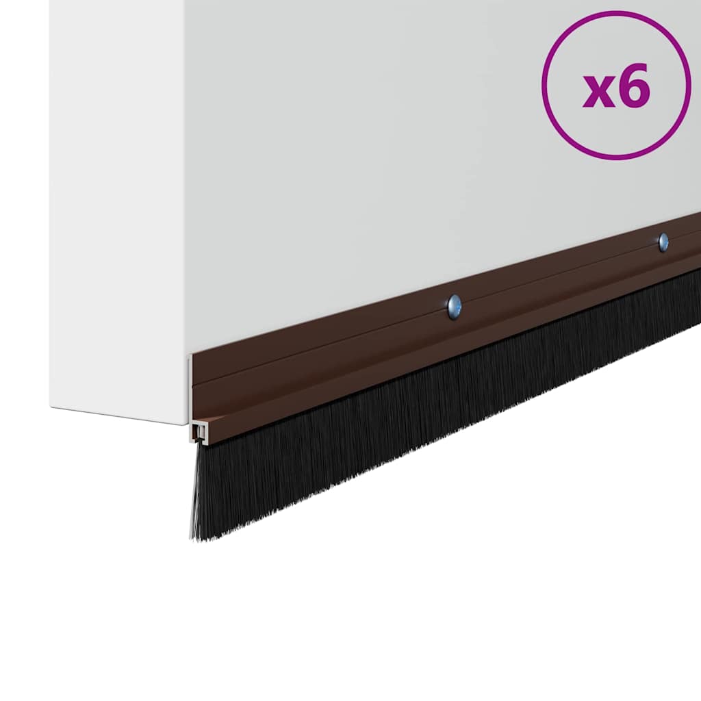 vidaXL Σφραγίδες πόρτας με βούρτσες που προσαρτώνται 6 pcs Καφέ 100 cm
