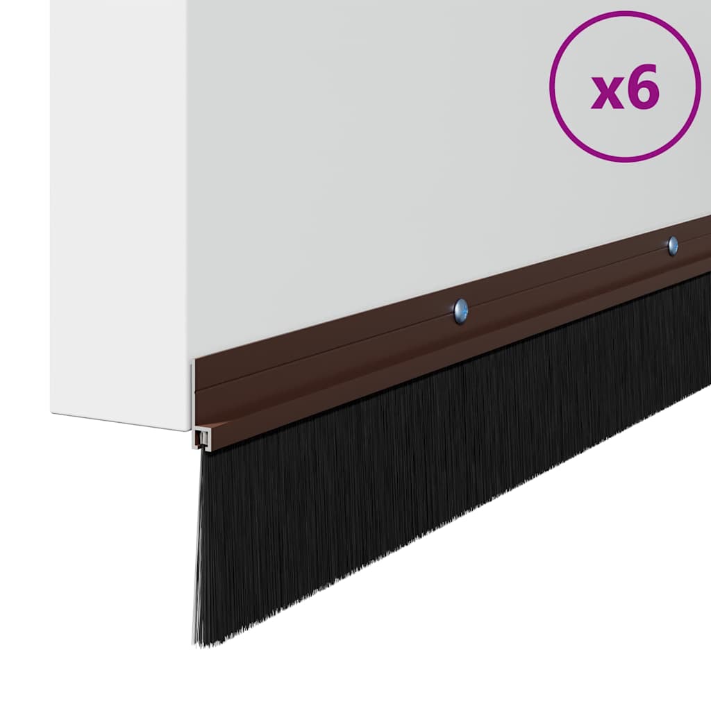 vidaXL Σφραγίδες πόρτας με βούρτσες που προσαρτώνται 6 pcs Καφέ 100 cm