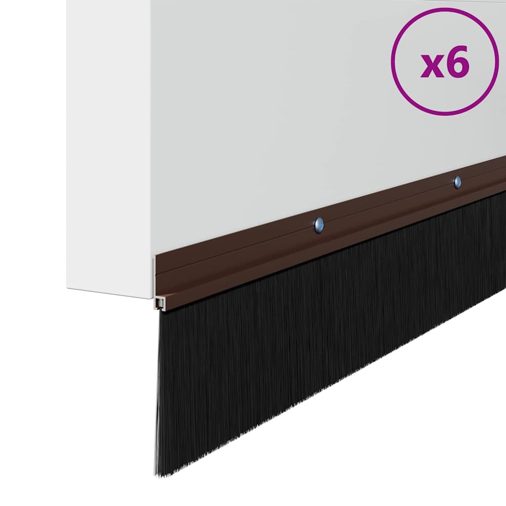 vidaXL Σφραγίδες πόρτας με βούρτσες που προσαρτώνται 6 pcs Καφέ 100 cm