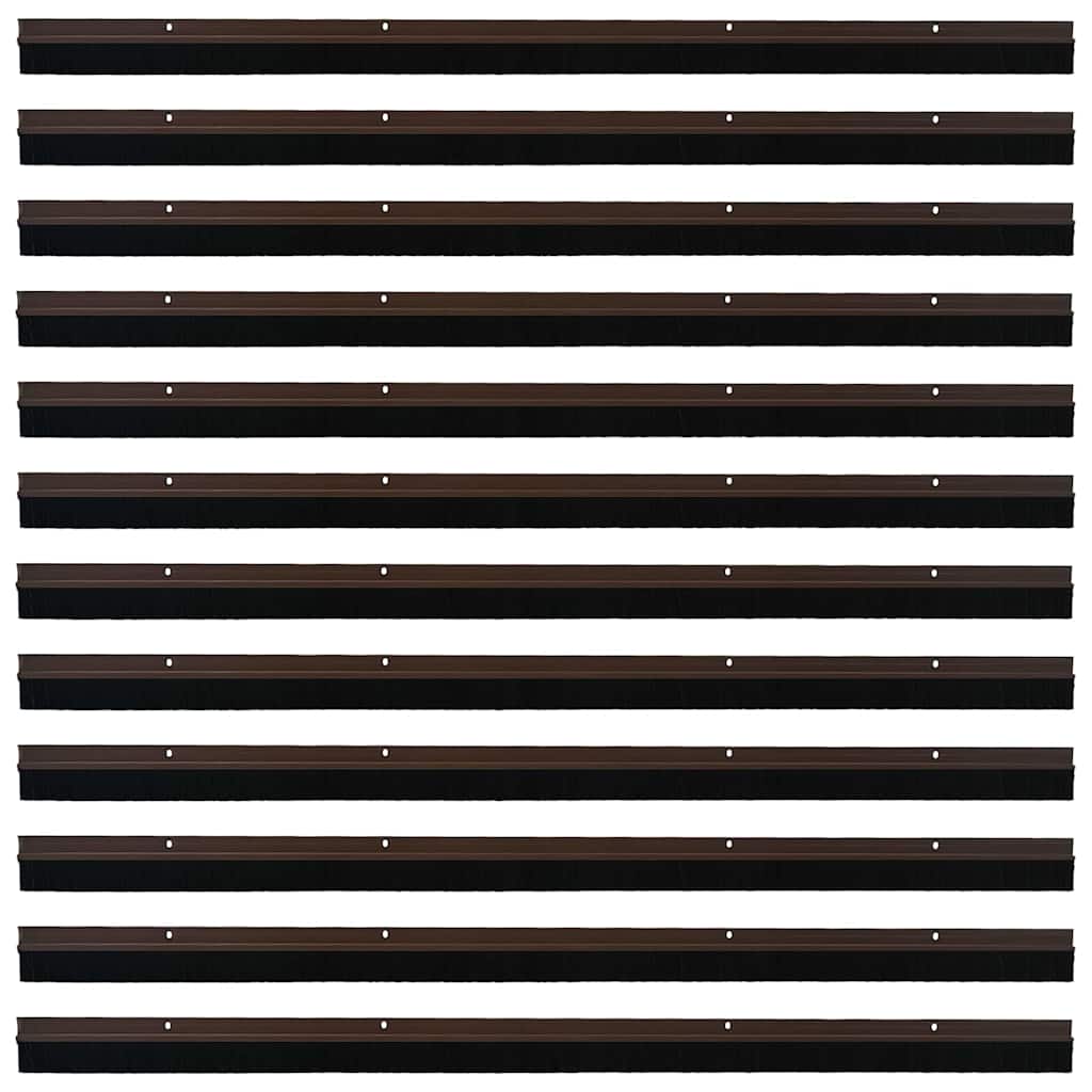 vidaXL Σφραγίδες πόρτας με βούρτσες που προσαρτώνται 12 pcs Καφέ