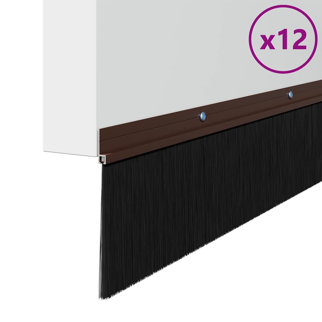 vidaXL Σφραγίδες πόρτας με βούρτσες που προσαρτώνται 12 pcs Καφέ