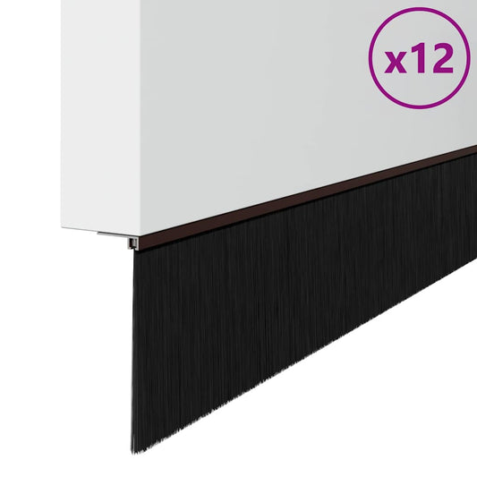 vidaXL Σφραγίδες πόρτας με βούρτσες που προσαρτώνται 12 pcs Καφέ