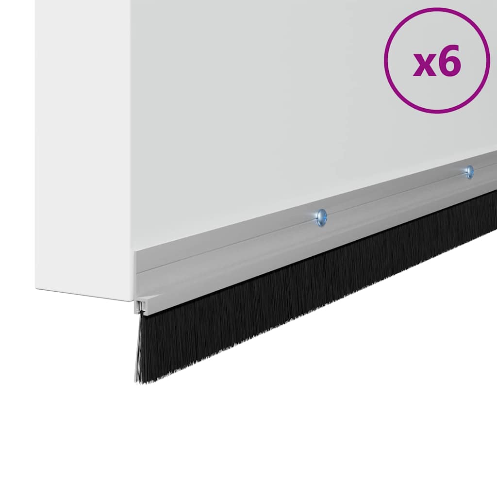 vidaXL Σφραγίδες πόρτας με βούρτσες που προσαρτώνται 6 pcs Ασημί