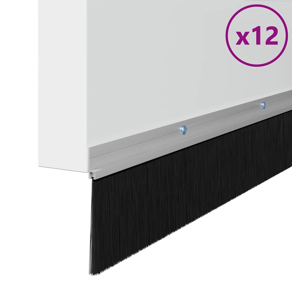 vidaXL Σφραγίδες πόρτας με βούρτσες που προσαρτώνται 12 pcs Ασημί