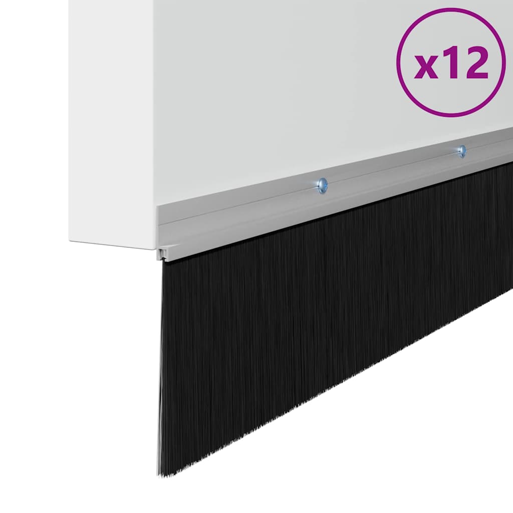 vidaXL Σφραγίδες πόρτας με βούρτσες που προσαρτώνται 12 pcs Ασημί