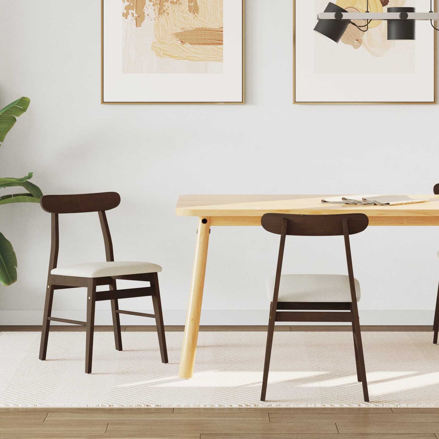 vidaXL Καρέκλα τραπεζαρίας 2 pcs Ανοιχτό Καφέ και Ανοιχτό