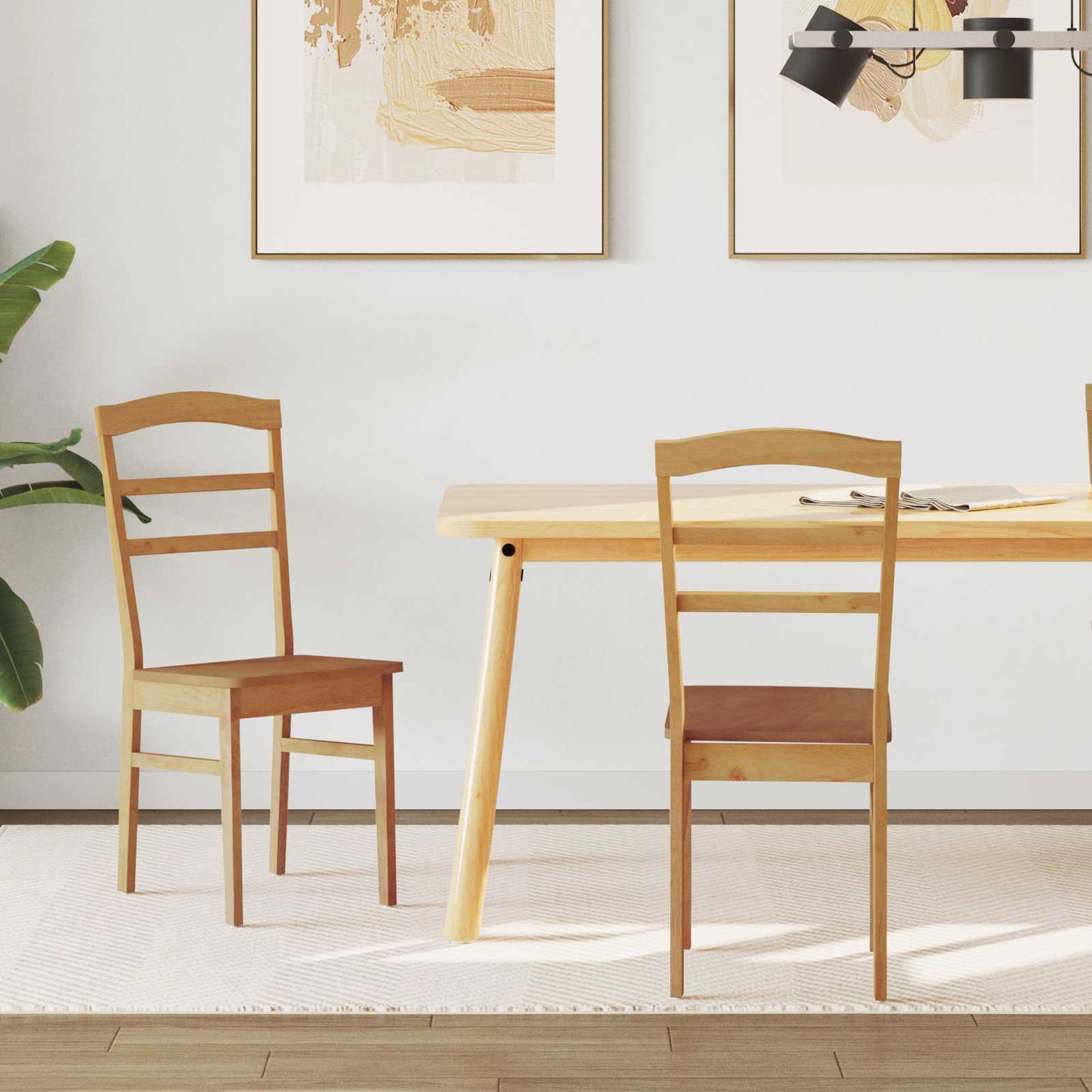 vidaXL Καρέκλα τραπεζαρίας 2 pcs Φυσικό Στερεό Ξύλο Ραβέντι