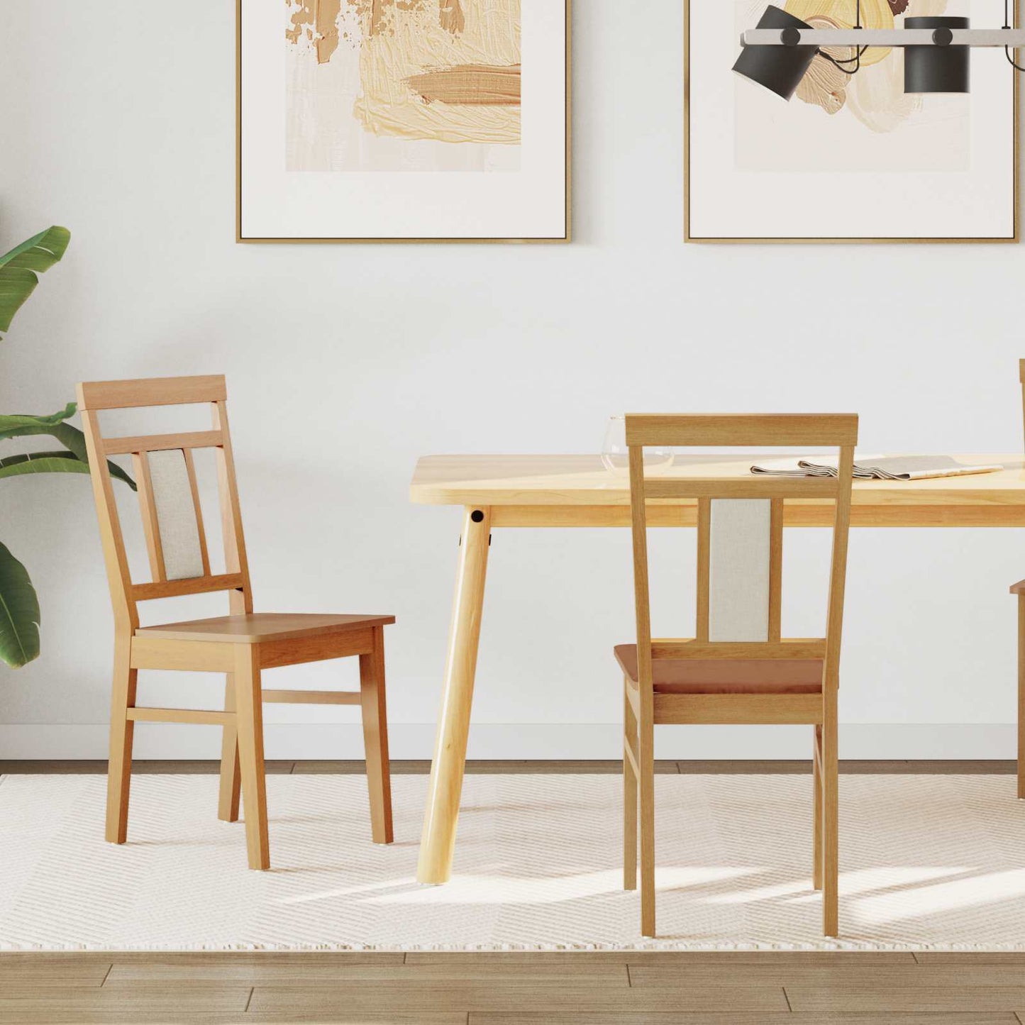 vidaXL Καρέκλα τραπεζαρίας 2 pcs Φυσικό Στερεό Ξύλο Ραβέντι