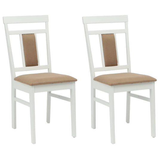 vidaXL Καρέκλα τραπεζαρίας 2 pcs Λευκό και Καφέ Στερεό ξύλο