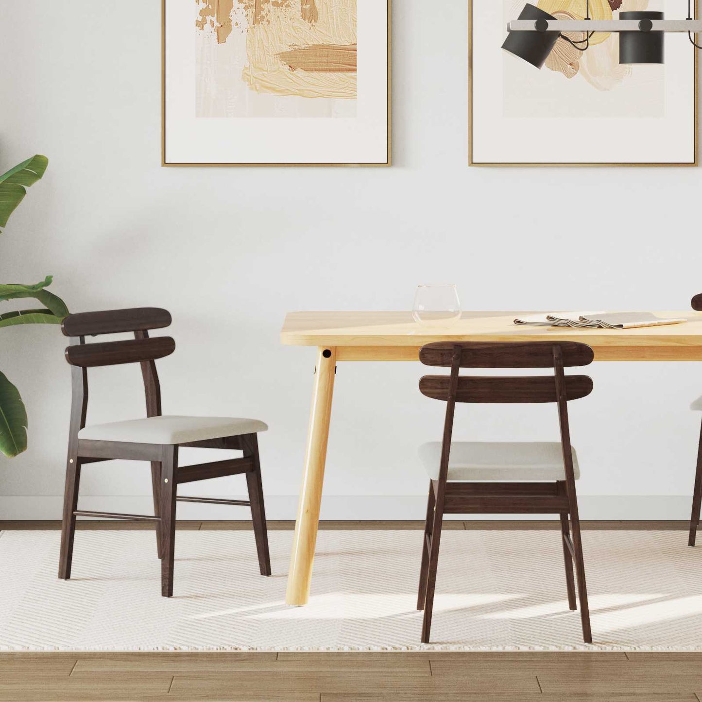 vidaXL Καρέκλα τραπεζαρίας 2 pcs Ανοιχτό Καφέ και Ανοιχτό