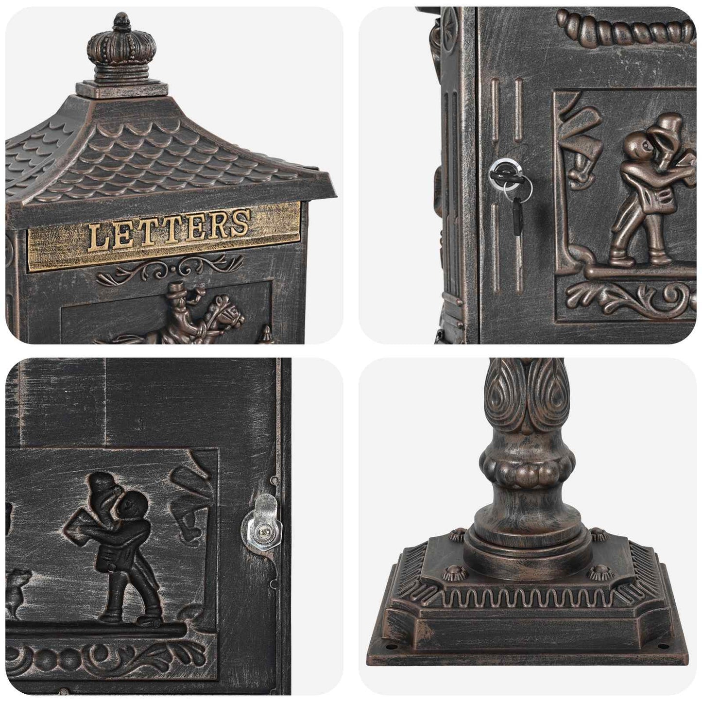 vidaXL Όρθια Θυρίδα Ταχυδρομείου με πόρτα Μπρονζέ 42,5 x 29,5 x 117 εκ