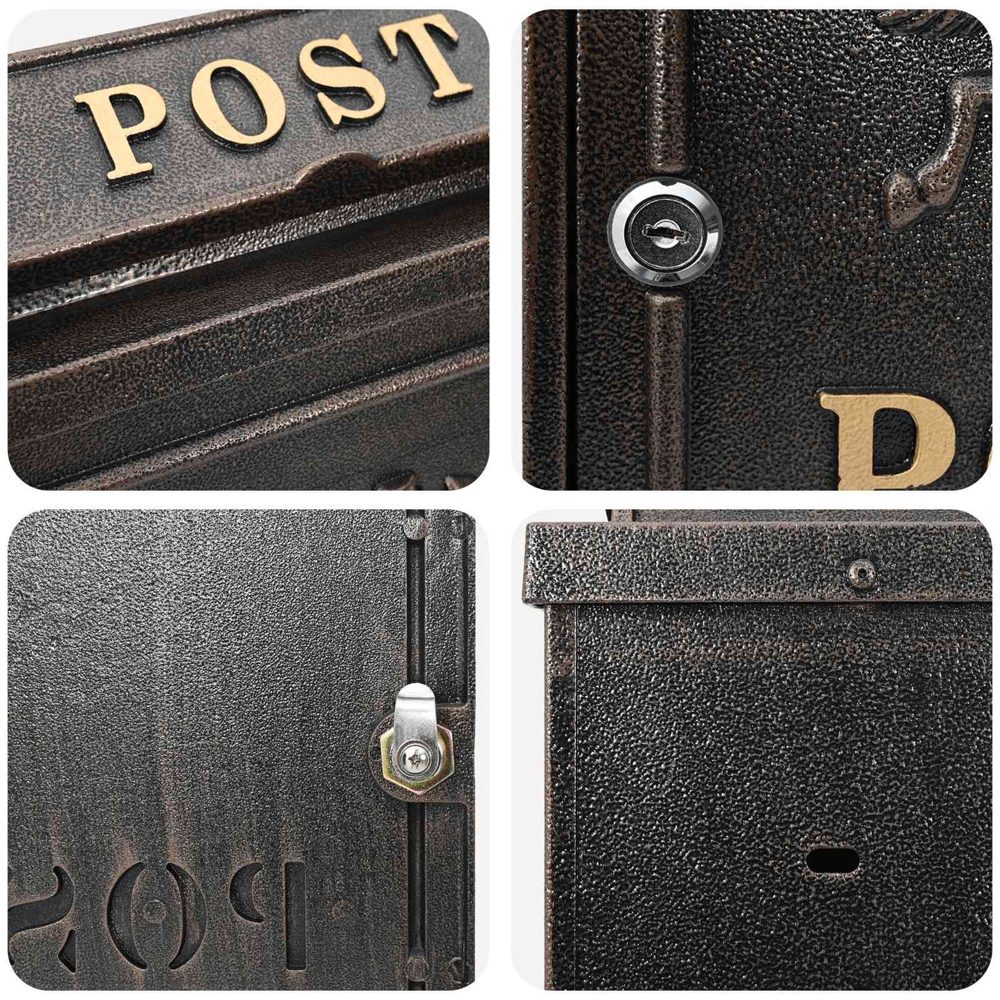 vidaXL Επιτοίχιος Ταχυδρομικός Κάδος με πόρτα Μπρονζέ 29 x 13 x 41 εκ.