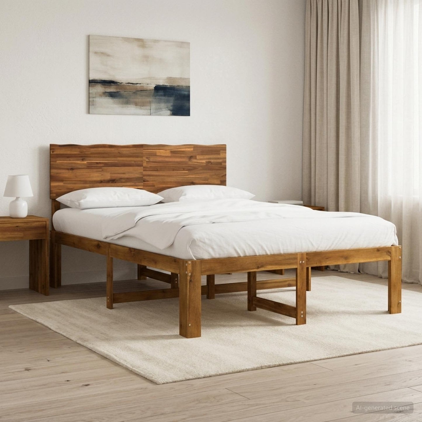 vidaXL Διπλό Κρεβάτι με Κεφαλάρι ROSTOCK Φυσικό 135 x 190 cm