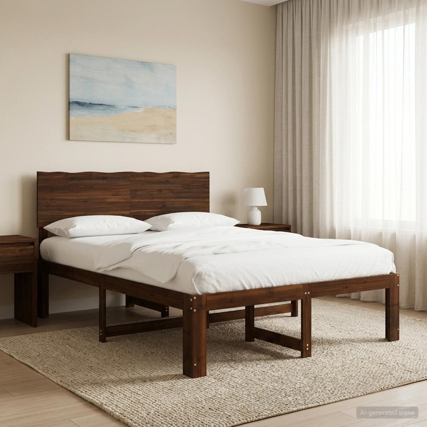 vidaXL Διπλό Κρεβάτι με Κεφαλάρι ROSTOCK Σκούρο Καφέ 150 x 200 cm