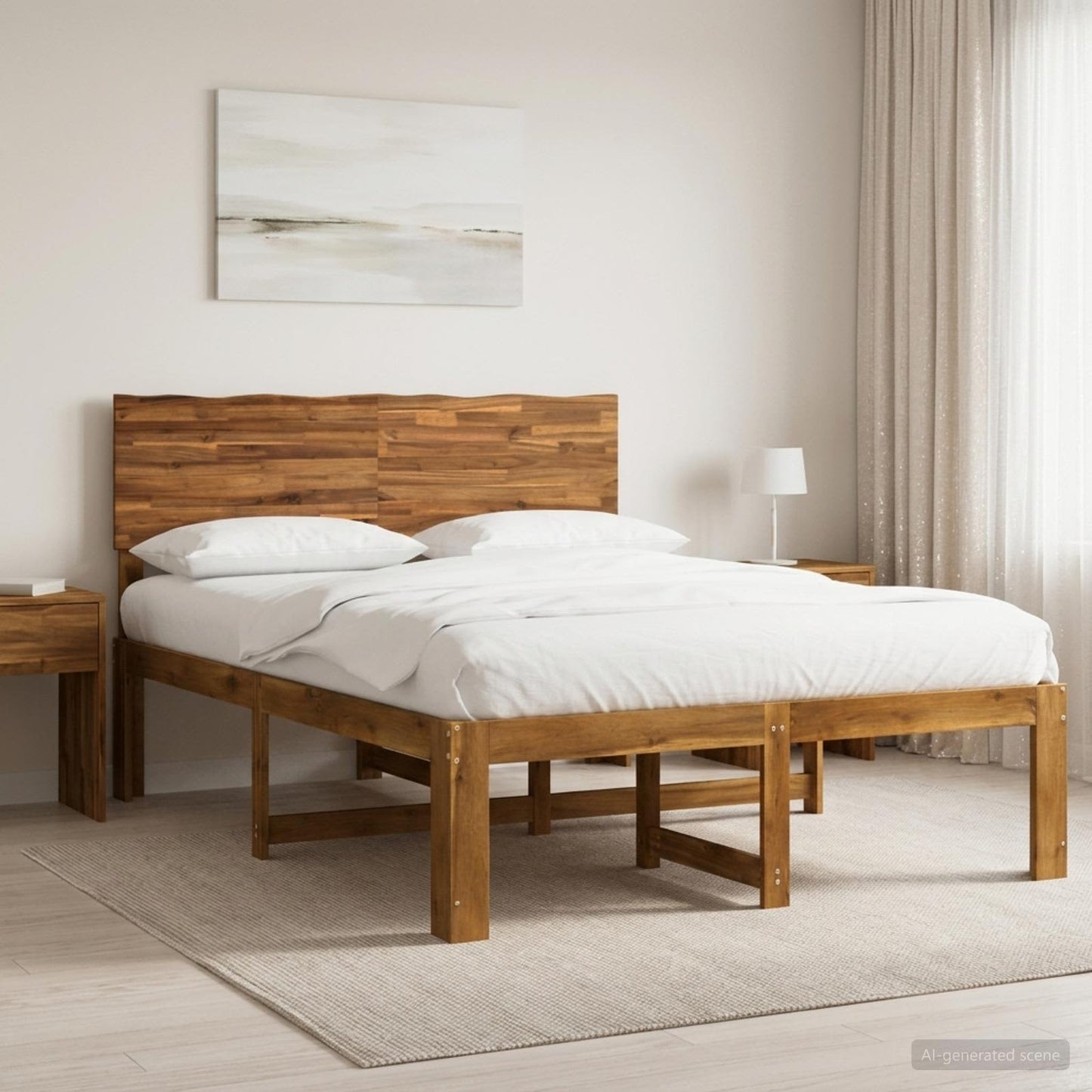 vidaXL Διπλό Κρεβάτι με Κεφαλάρι ROSTOCK Φυσικό 150 x 200 cm