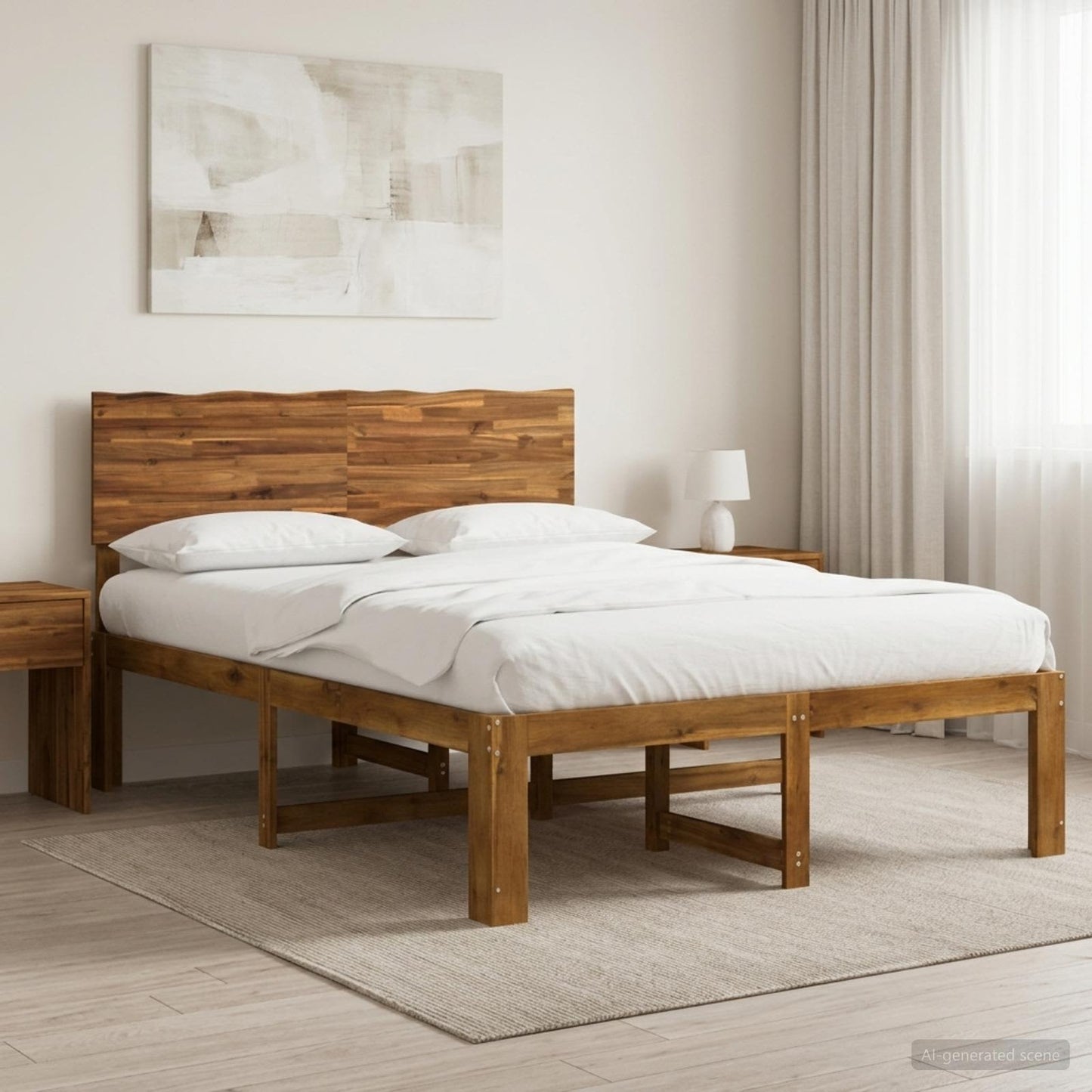vidaXL Διπλό Κρεβάτι με Κεφαλάρι ROSTOCK Φυσικό 160 x 200 cm
