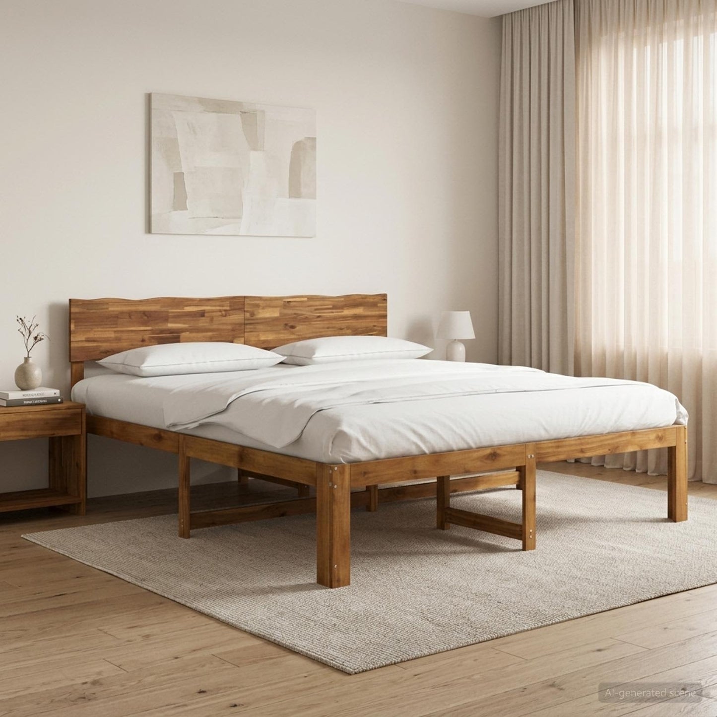 vidaXL Διπλό Κρεβάτι με Κεφαλάρι ROSTOCK Φυσικό 180 x 200 cm