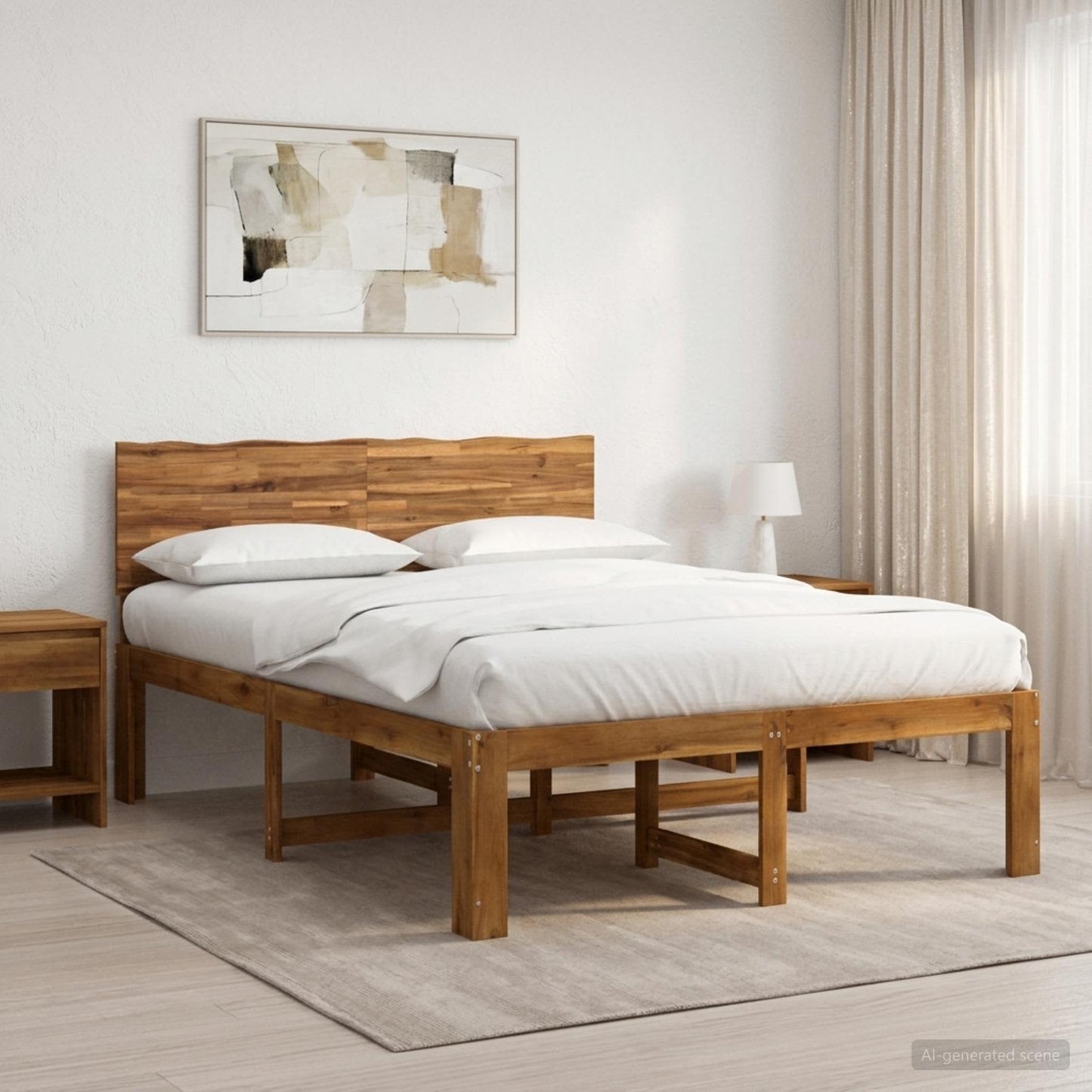 vidaXL Διπλό Κρεβάτι με Κεφαλάρι ROSTOCK Φυσικό 135 x 190 cm