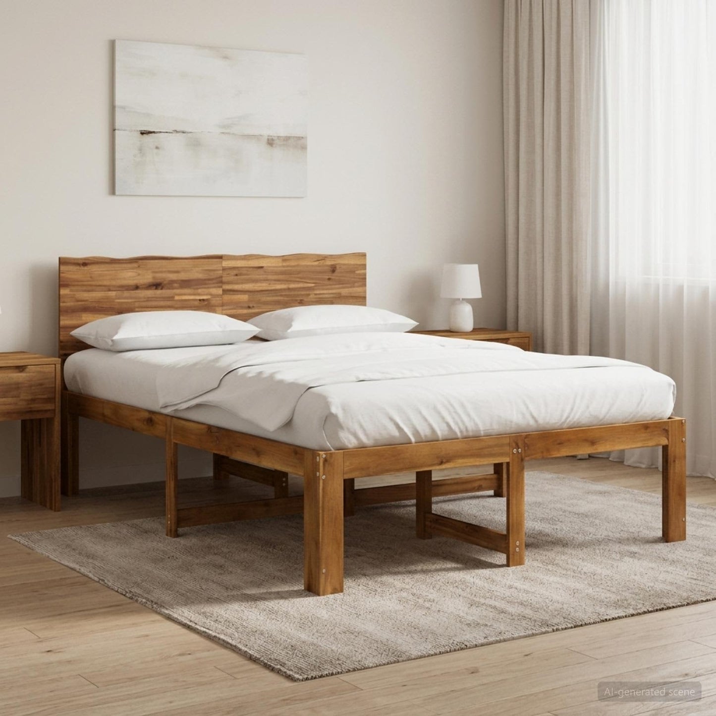 vidaXL Διπλό Κρεβάτι με Κεφαλάρι ROSTOCK Φυσικό 140 x 190 cm