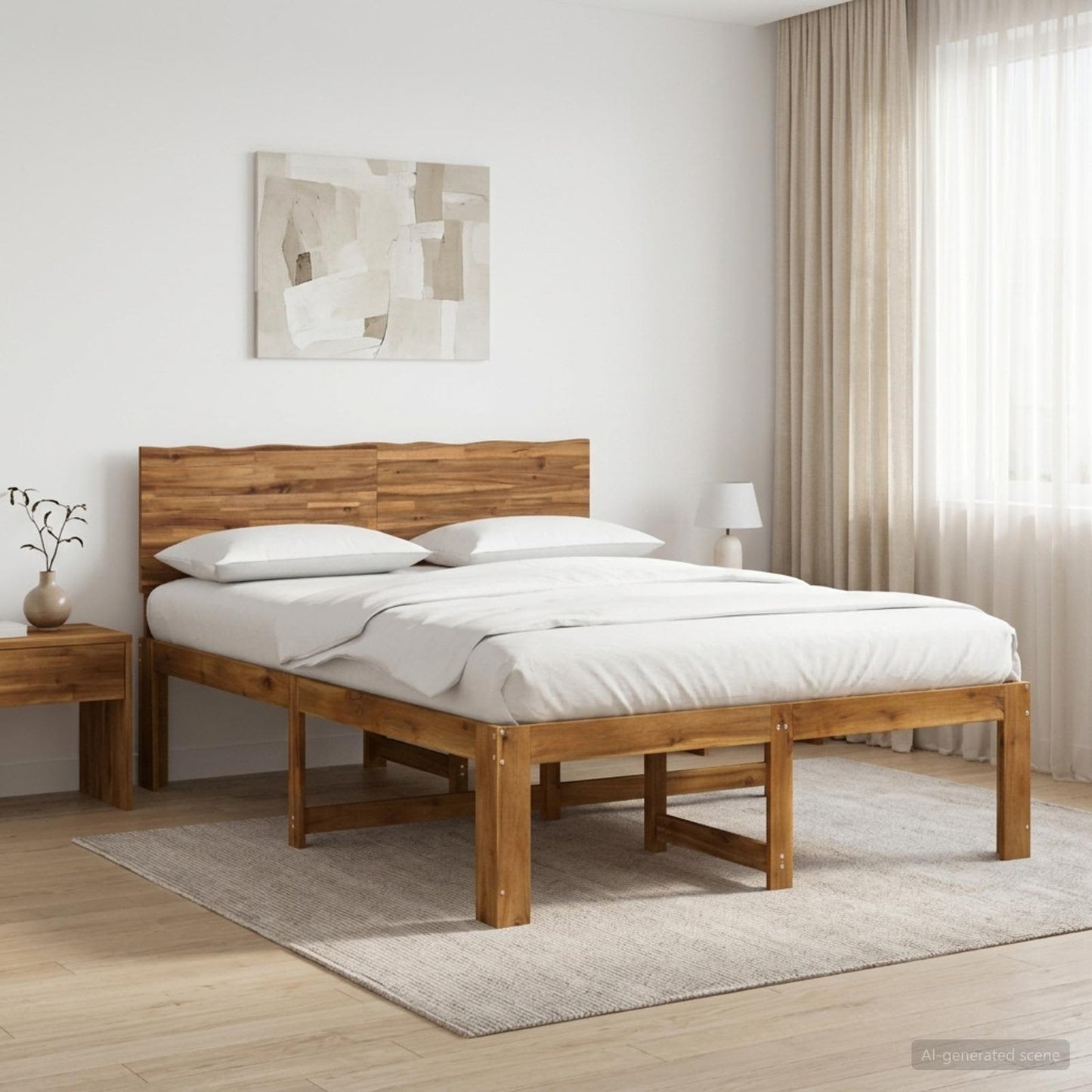 vidaXL Διπλό Κρεβάτι με Κεφαλάρι ROSTOCK Φυσικό 140 x 200 cm