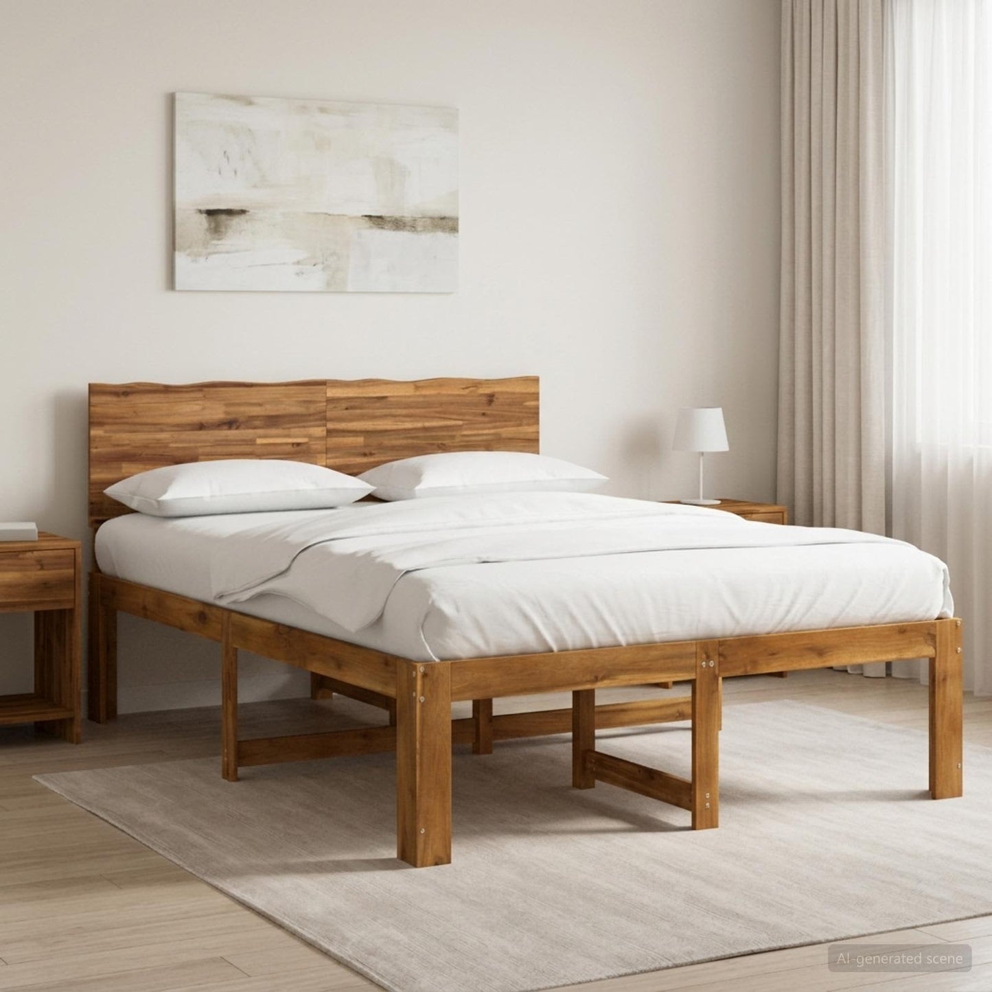 vidaXL Διπλό Κρεβάτι με Κεφαλάρι ROSTOCK Φυσικό 150 x 200 cm