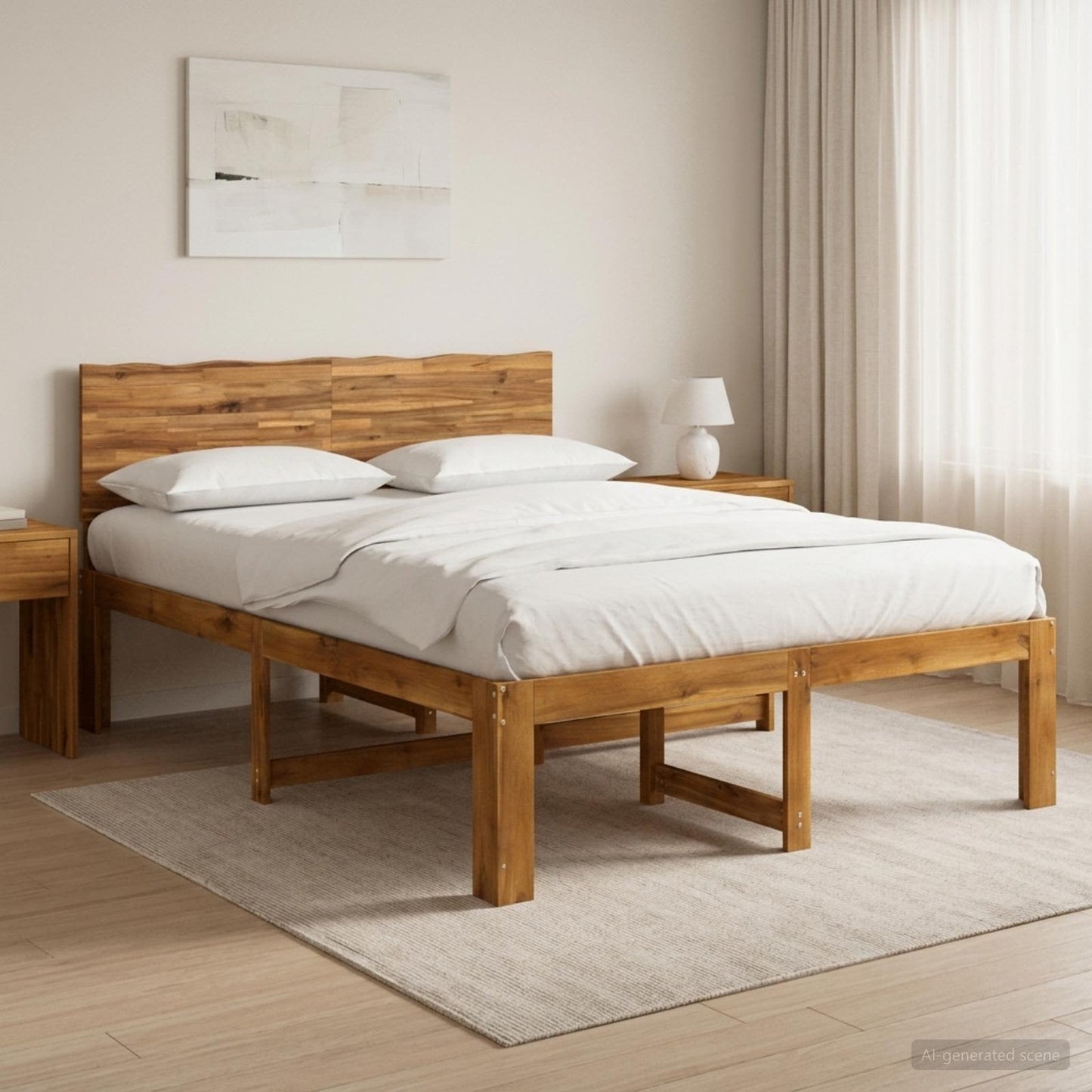 vidaXL Διπλό Κρεβάτι με Κεφαλάρι ROSTOCK Φυσικό 160 x 200 cm