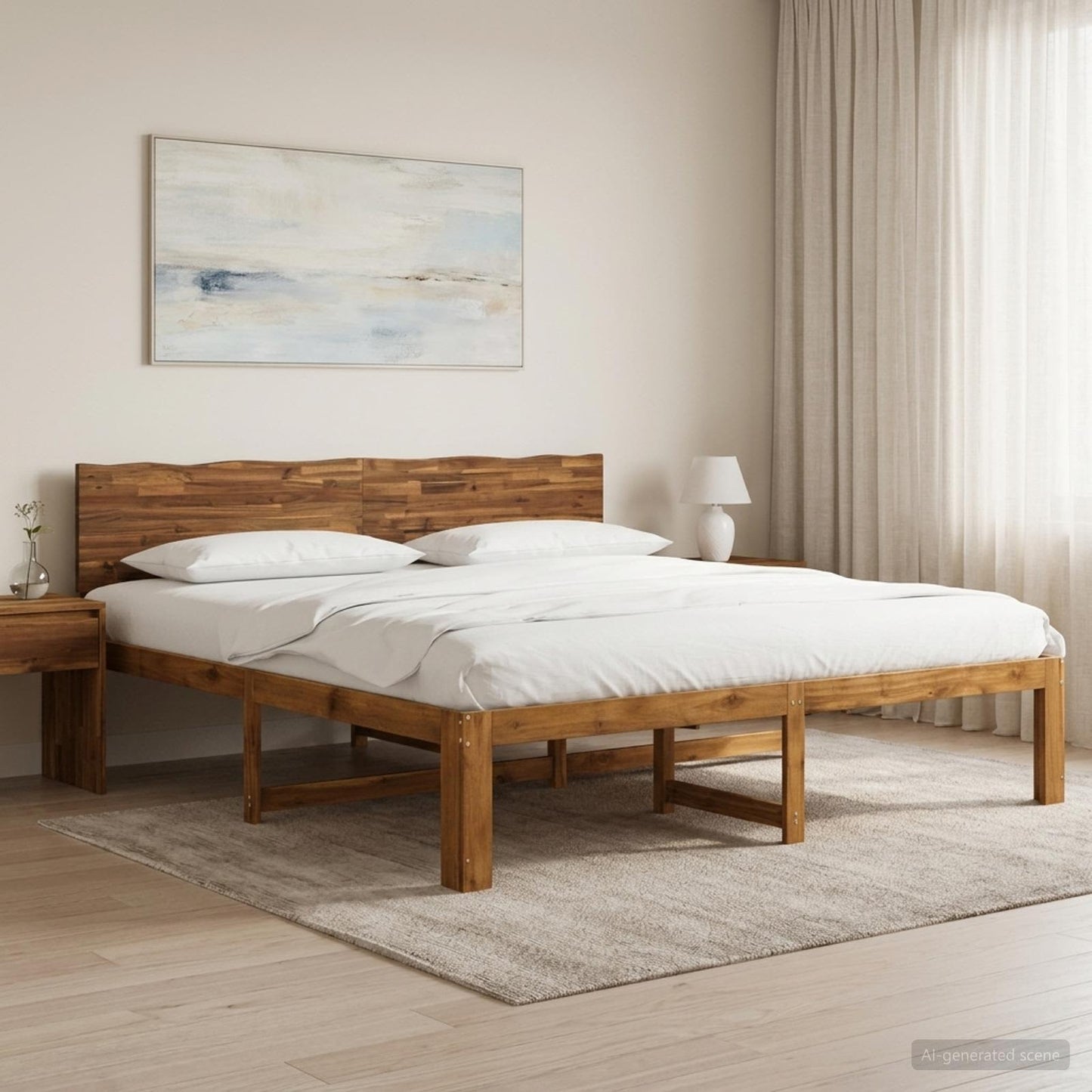 vidaXL Διπλό Κρεβάτι με Κεφαλάρι ROSTOCK Φυσικό 180 x 200 cm