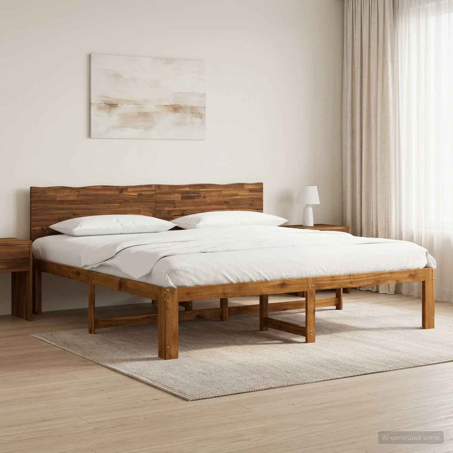 vidaXL Διπλό Κρεβάτι με Κεφαλάρι ROSTOCK Φυσικό 200 x 200 cm