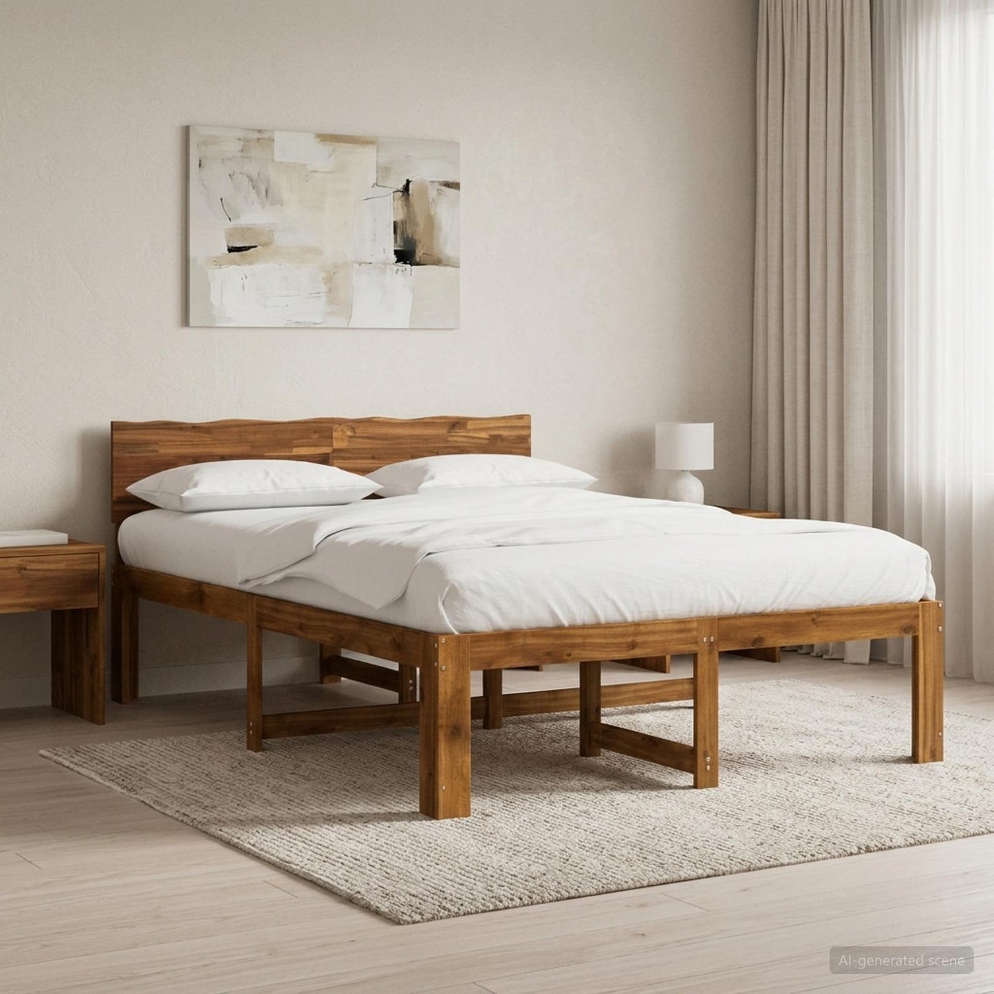 vidaXL Διπλό Κρεβάτι με Κεφαλάρι ROSTOCK Φυσικό 160 x 200 cm
