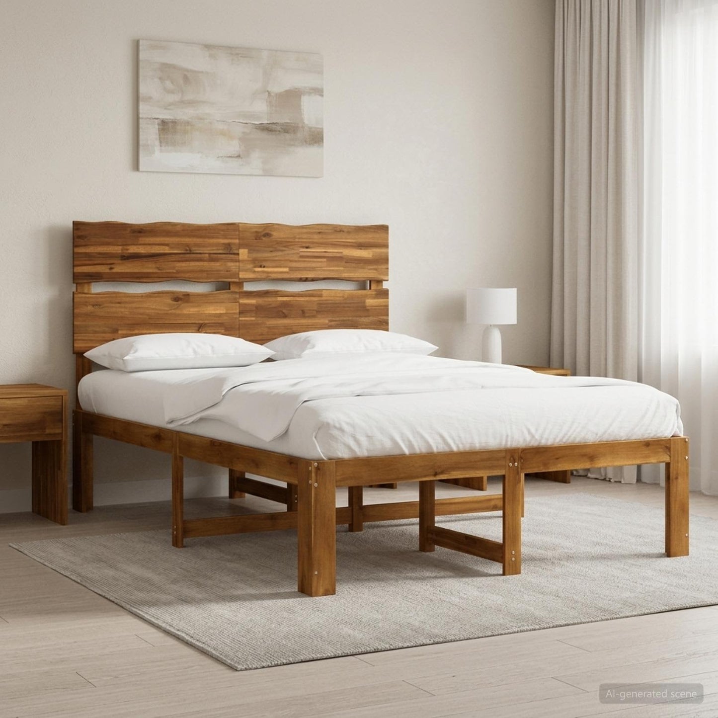 vidaXL Διπλό Κρεβάτι με Κεφαλάρι ROSTOCK Φυσικό 135 x 190 cm