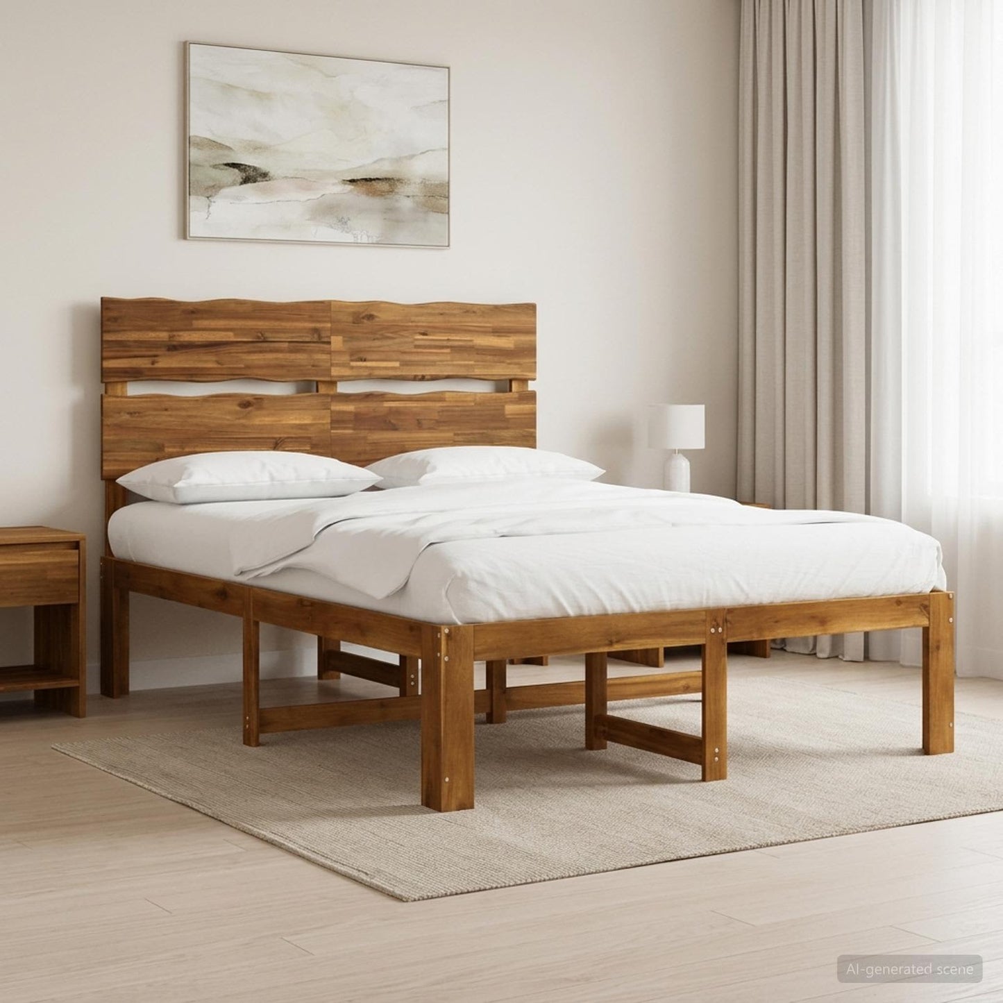 vidaXL Διπλό Κρεβάτι με Κεφαλάρι ROSTOCK Φυσικό 140 x 190 cm