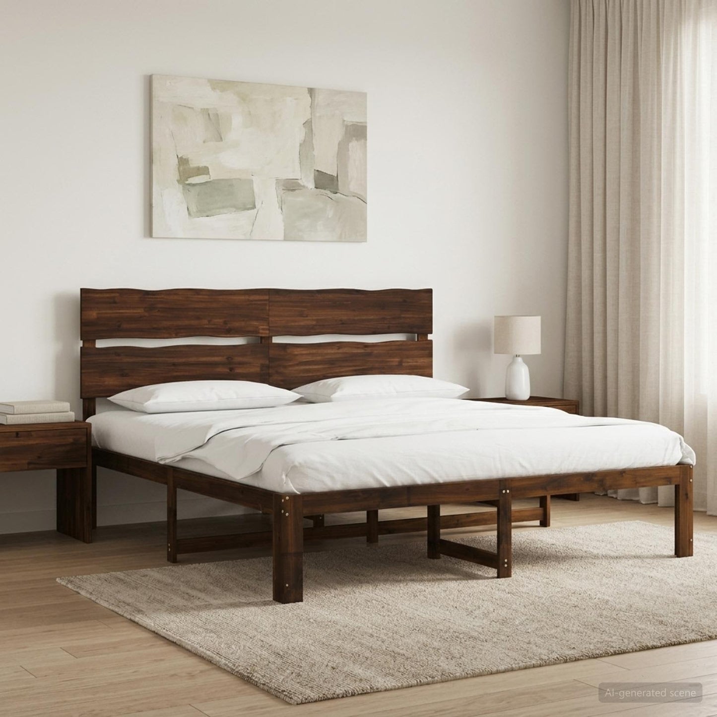 vidaXL Διπλό Κρεβάτι με Κεφαλάρι ROSTOCK Σκούρο Καφέ 200 x 200 cm