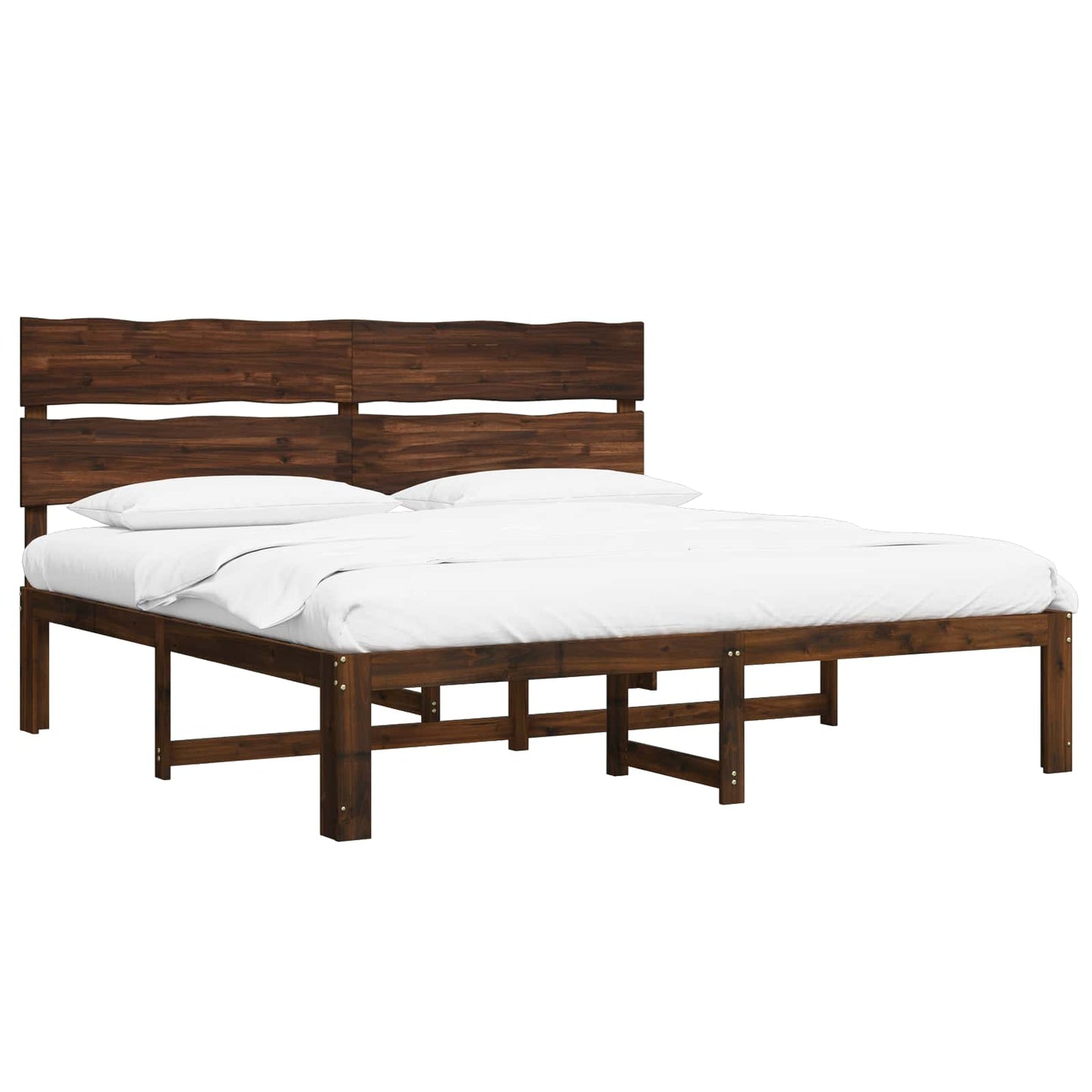 vidaXL Διπλό Κρεβάτι με Κεφαλάρι ROSTOCK Σκούρο Καφέ 200 x 200 cm