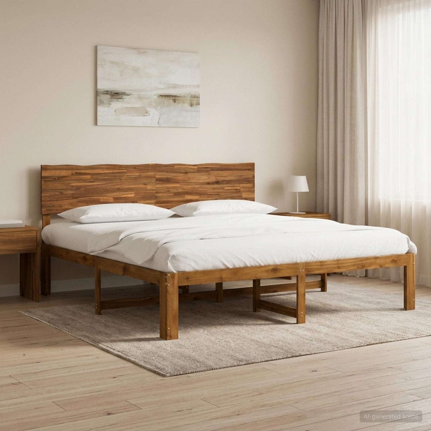 vidaXL Διπλό Κρεβάτι με Κεφαλάρι ROSTOCK Φυσικό 193 x 203 cm