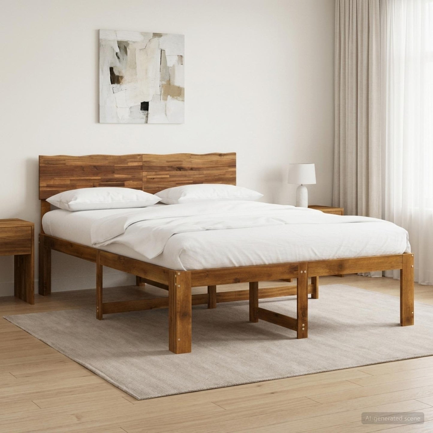 vidaXL Διπλό Κρεβάτι με Κεφαλάρι ROSTOCK Φυσικό 152 x 203 cm
