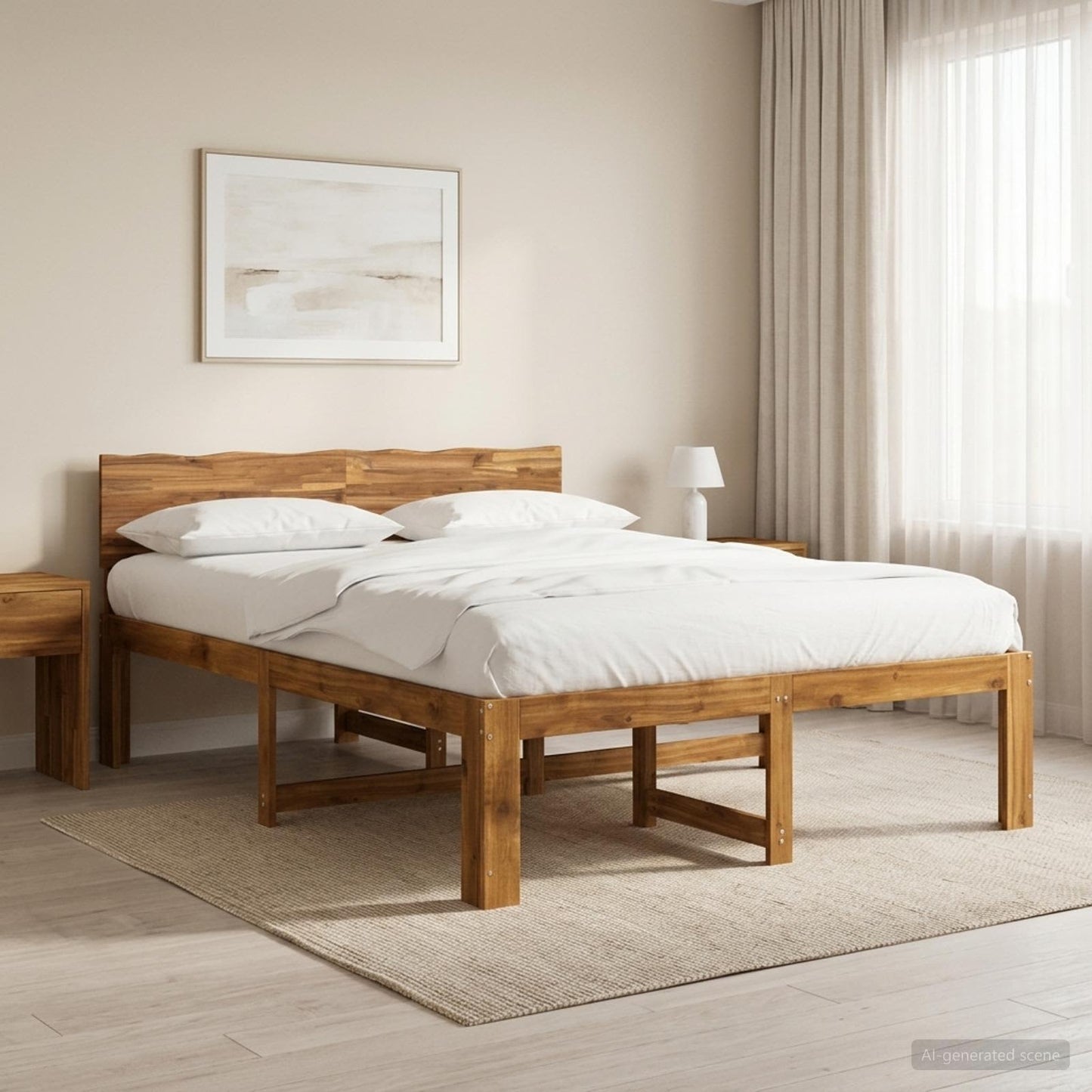 vidaXL Διπλό Κρεβάτι με Κεφαλάρι ROSTOCK Φυσικό 152 x 203 cm