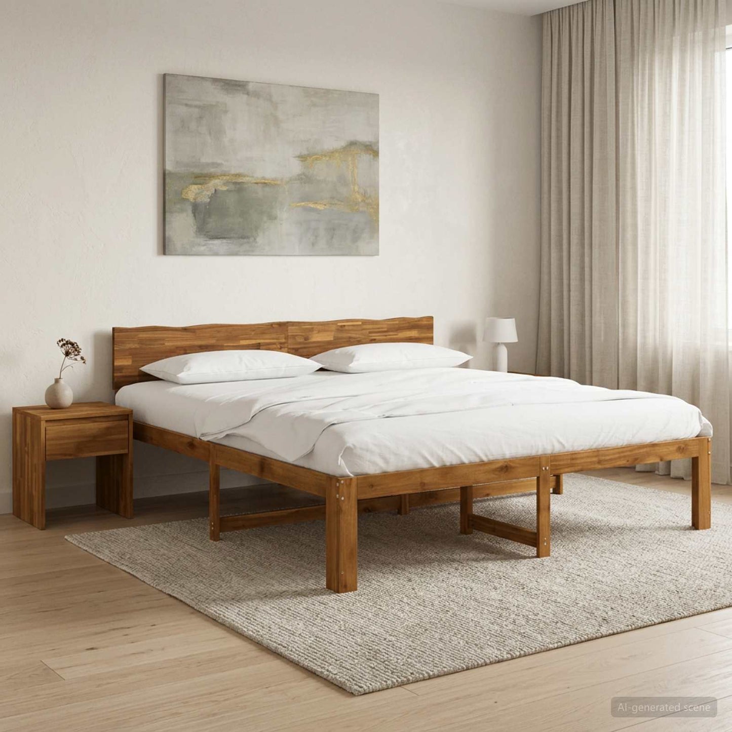 vidaXL Διπλό Κρεβάτι με Κεφαλάρι ROSTOCK Φυσικό 193 x 203 cm