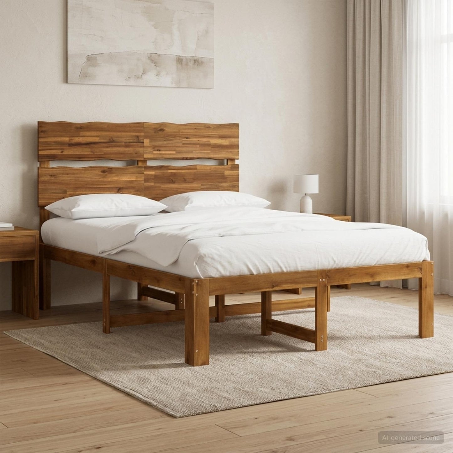 vidaXL Διπλό Κρεβάτι με Κεφαλάρι ROSTOCK Φυσικό 137 x 190 cm