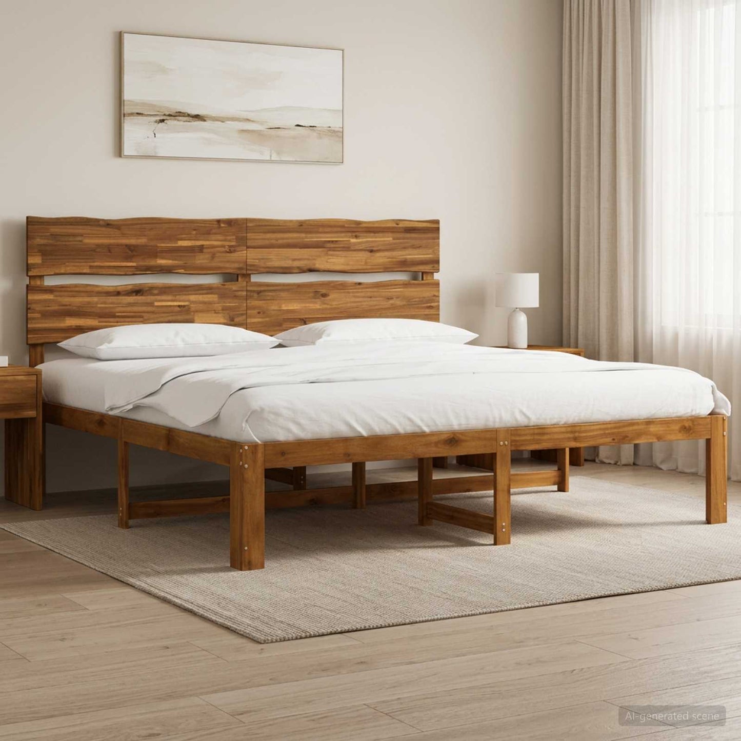 vidaXL Διπλό Κρεβάτι με Κεφαλάρι ROSTOCK Φυσικό 193 x 203 cm