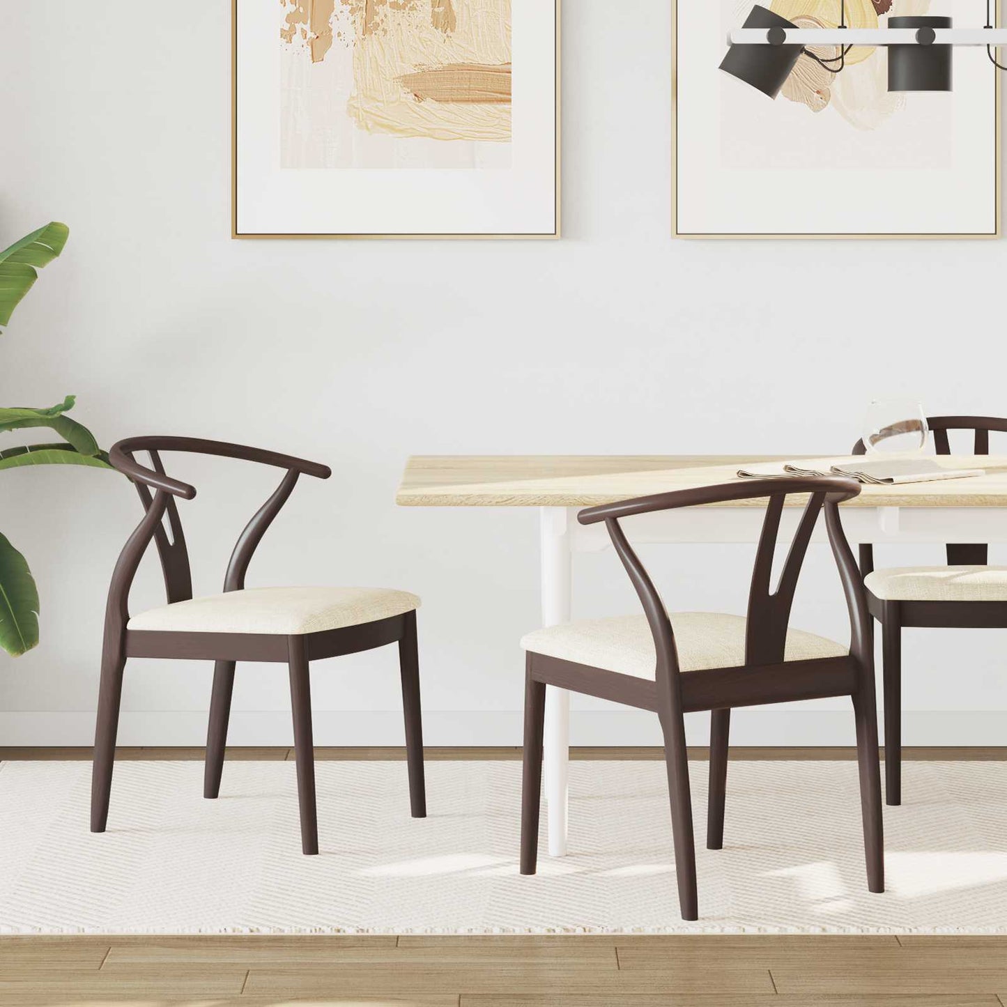 vidaXL Καρέκλα τραπεζαρίας 2 pcs Ανοιχτό Καφέ και Ανοιχτό