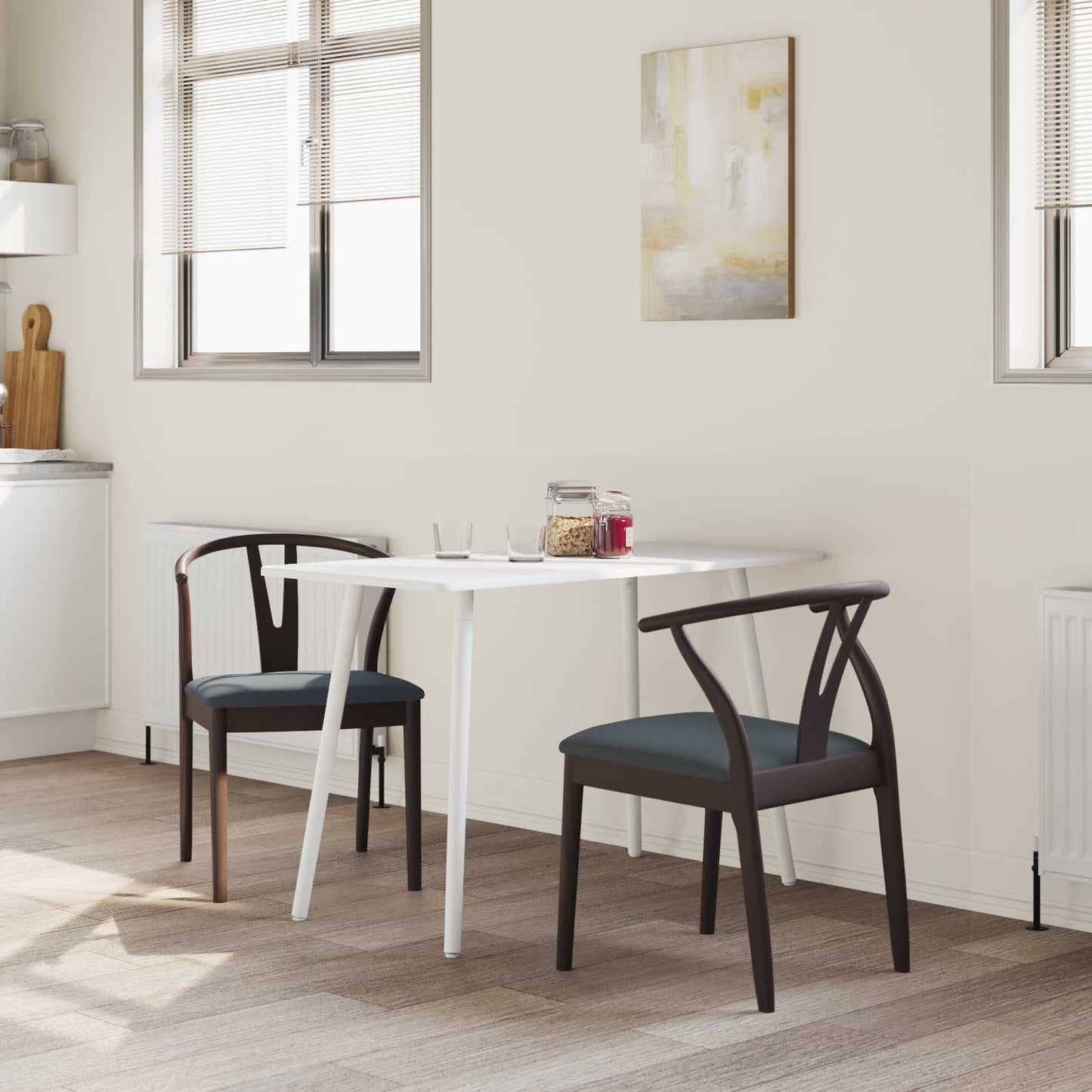 vidaXL Καρέκλα τραπεζαρίας 2 pcs Ανοιχτό Καφέ και Μαύρο