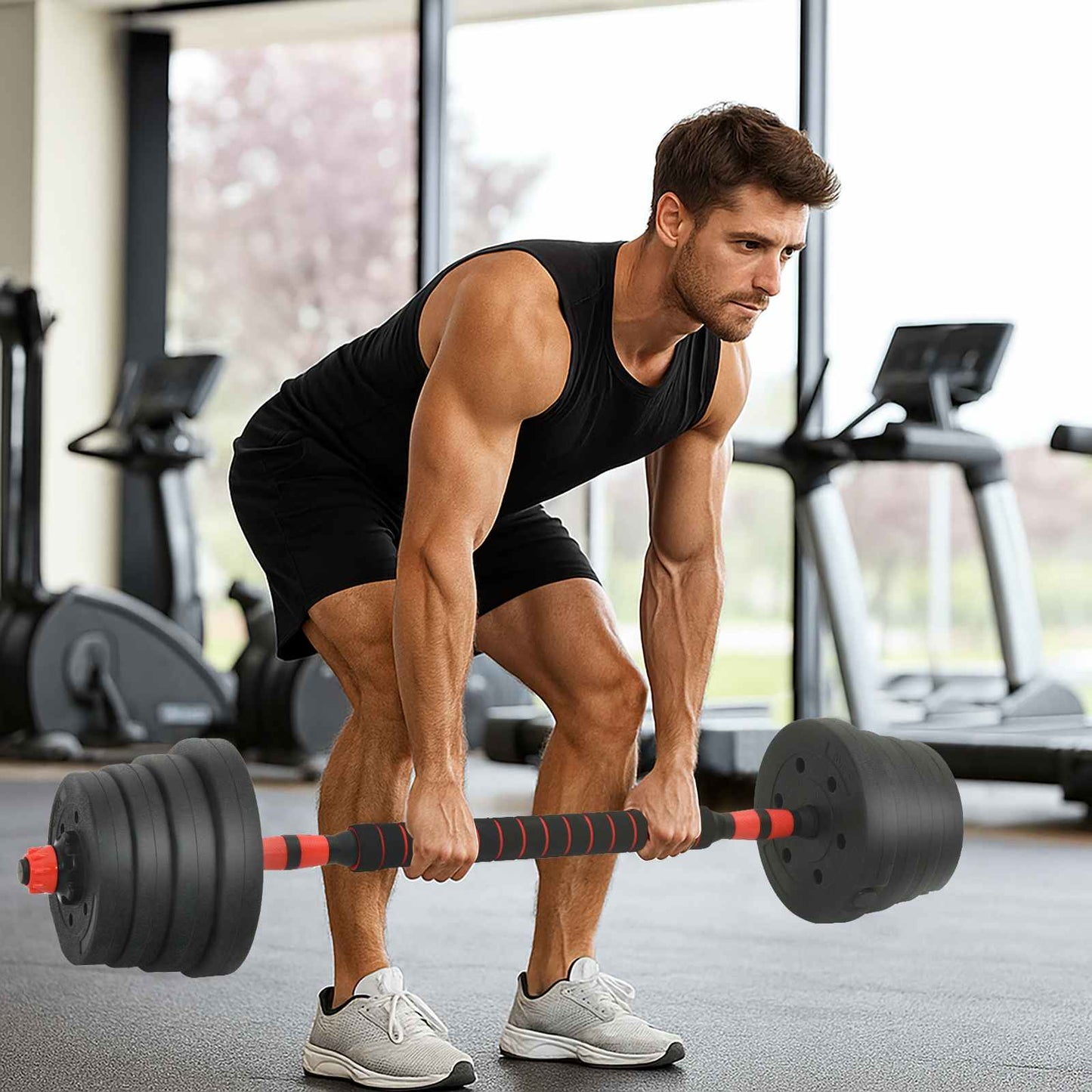 vidaXL Σετ Αλτήρα 4 σε 1 Μαύρο και Κόκκινο 121 x 19,5 x 19,5 cm