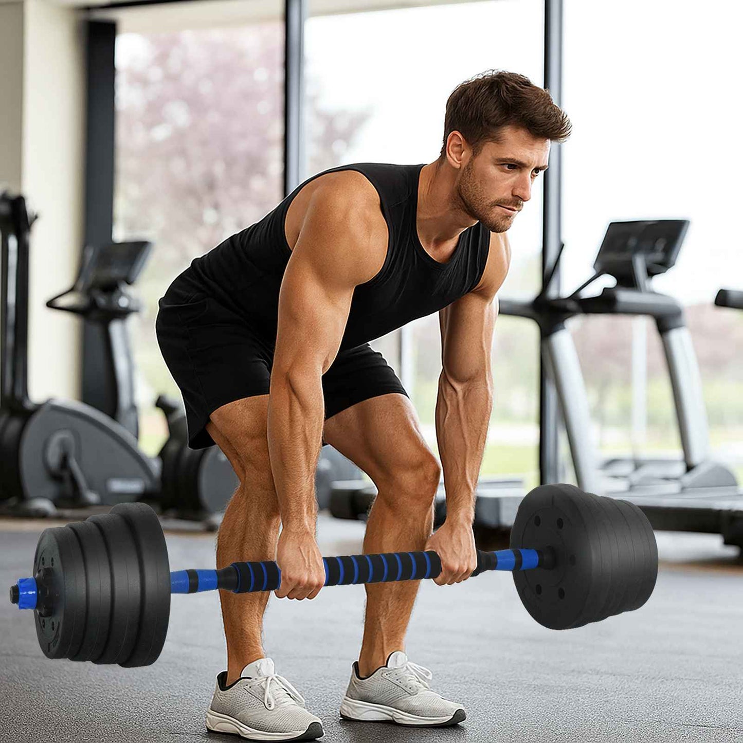 vidaXL Σετ Αλτήρα 4 σε 1 Μαύρο και μπλε 121 x 19,5 x 19,5 cm