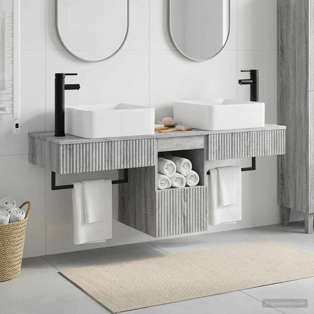 vidaXL Σετ Ντουλαπιών Μπάνιου 3 τμχ. Γκρι Sonoma 53 x 35 x 39 εκ