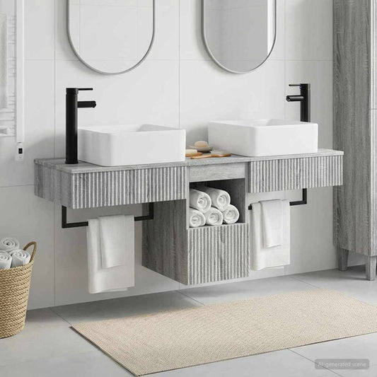 vidaXL Σετ Ντουλαπιών Μπάνιου 3 τμχ. Γκρι Sonoma 53 x 35 x 39 εκ