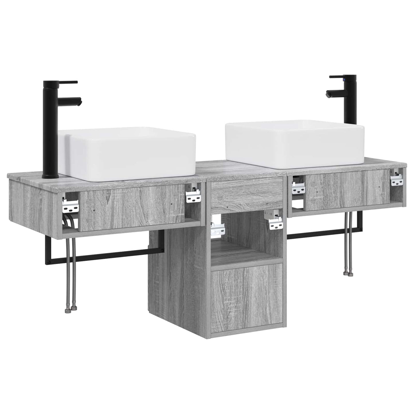 vidaXL Σετ Ντουλαπιών Μπάνιου 3 τμχ. Γκρι Sonoma 53 x 35 x 39 εκ