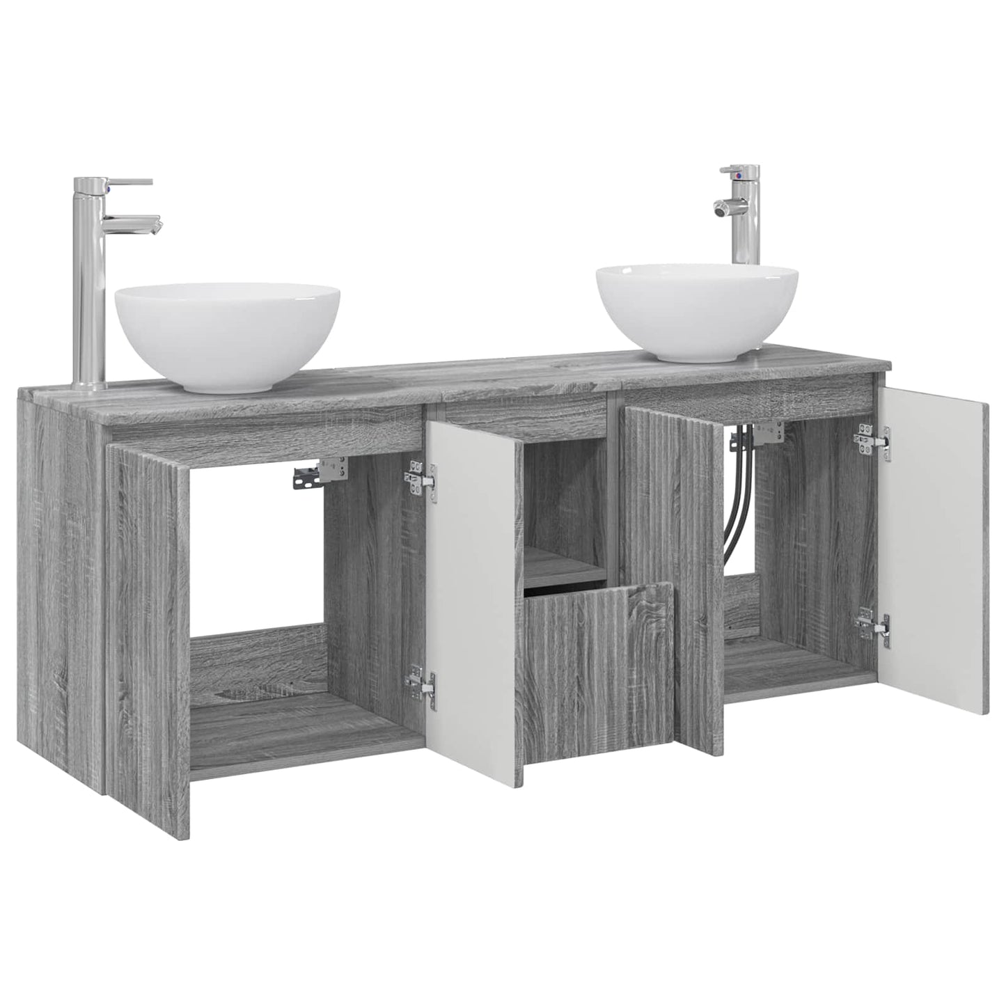 vidaXL Σετ Ντουλαπιών Μπάνιου 3 τμχ. Γκρι Sonoma 129 x 35 x 80 cm
