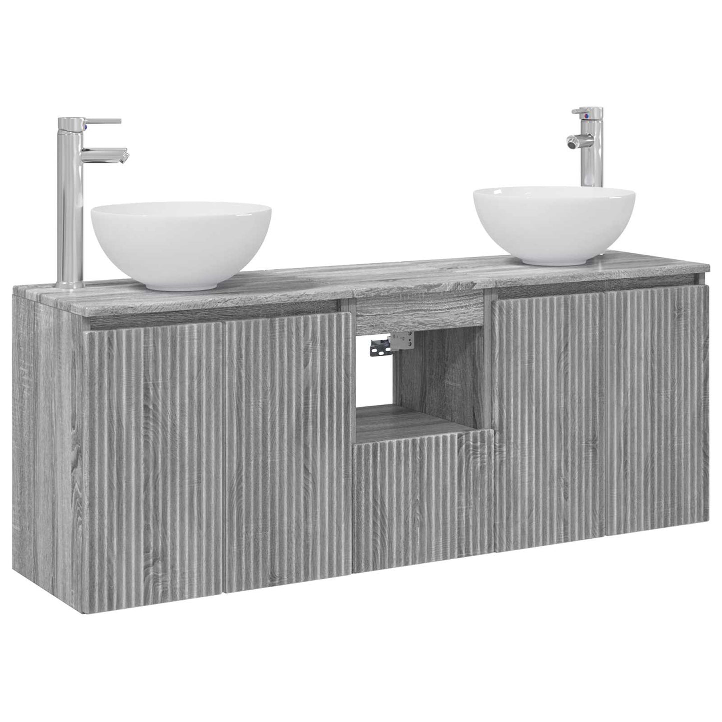 vidaXL Σετ Ντουλαπιών Μπάνιου 3 τμχ. Γκρι Sonoma 129 x 41 x 80 cm